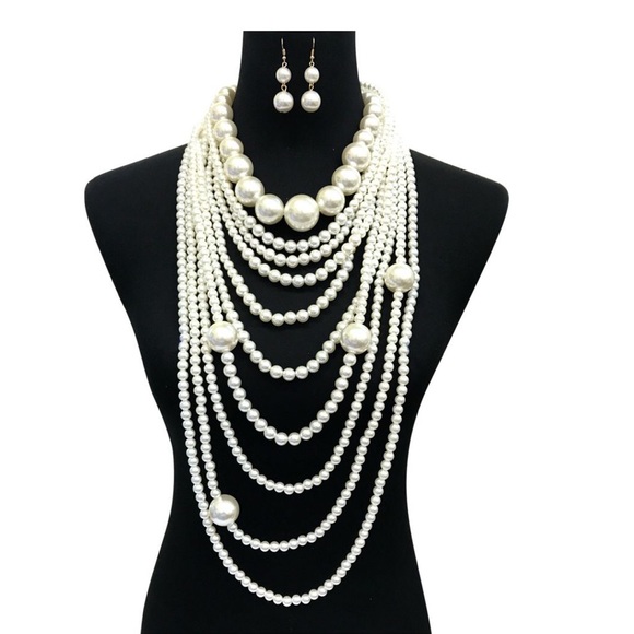 SOLD OUT❣️❣️HOT🔥🔥🆕PEARL NECKLACE SET & BRACELET - Picture 2 of 6